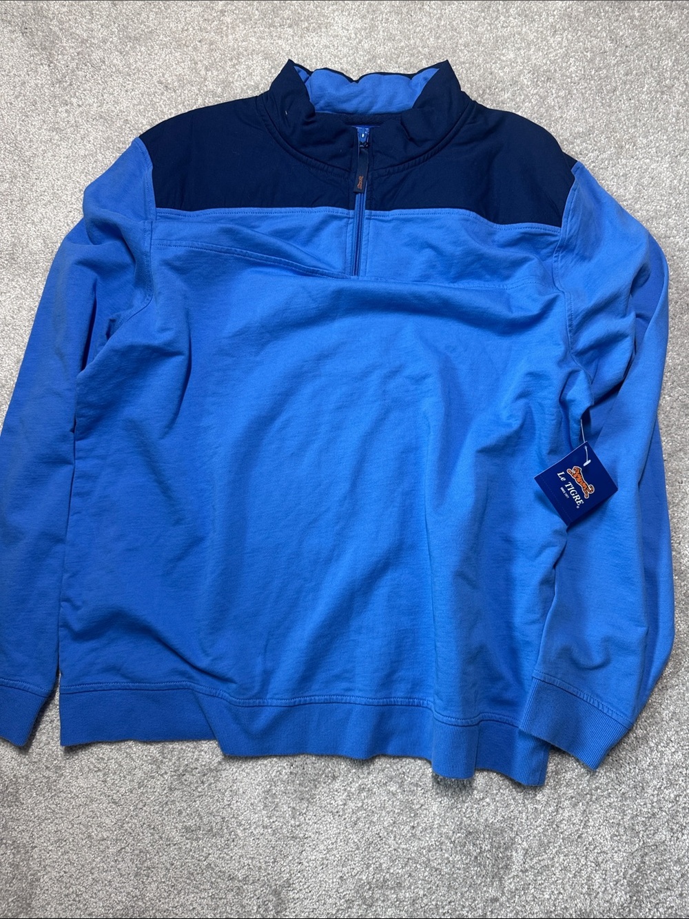 NWT LE TIGRE QUARTER ZIP PULLOVER SHIRT MEN'S SIZE XL BLUE YACHT